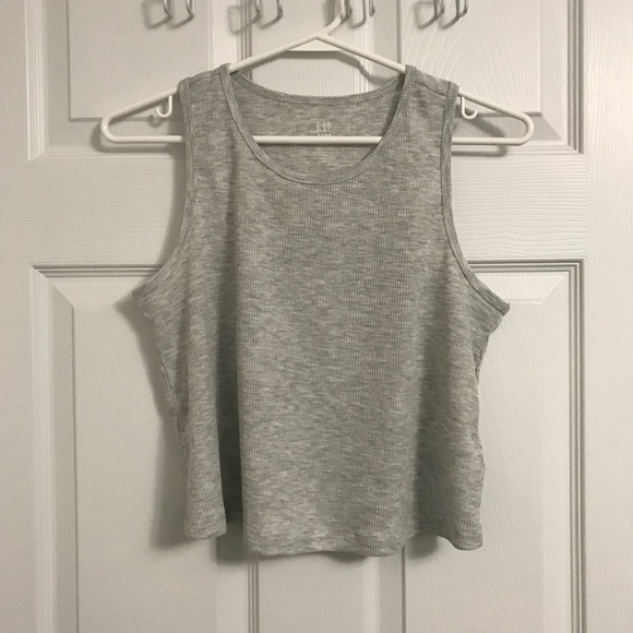 NWOT GAP Kids Muscle Tee Tank Top Girls 14 Plus Heather Grey Scoop Neck - Picture 1 of 2